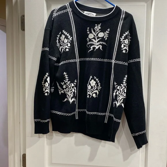 Anthropologie black and white paned sweater - Picture 5 of 8